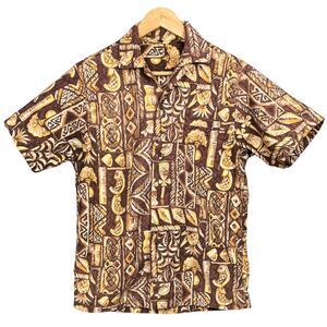 Vintage Kiilani 50s Hawaiian Mens Shirt Floral Pineapple Fish Sz S Honolulu Rare